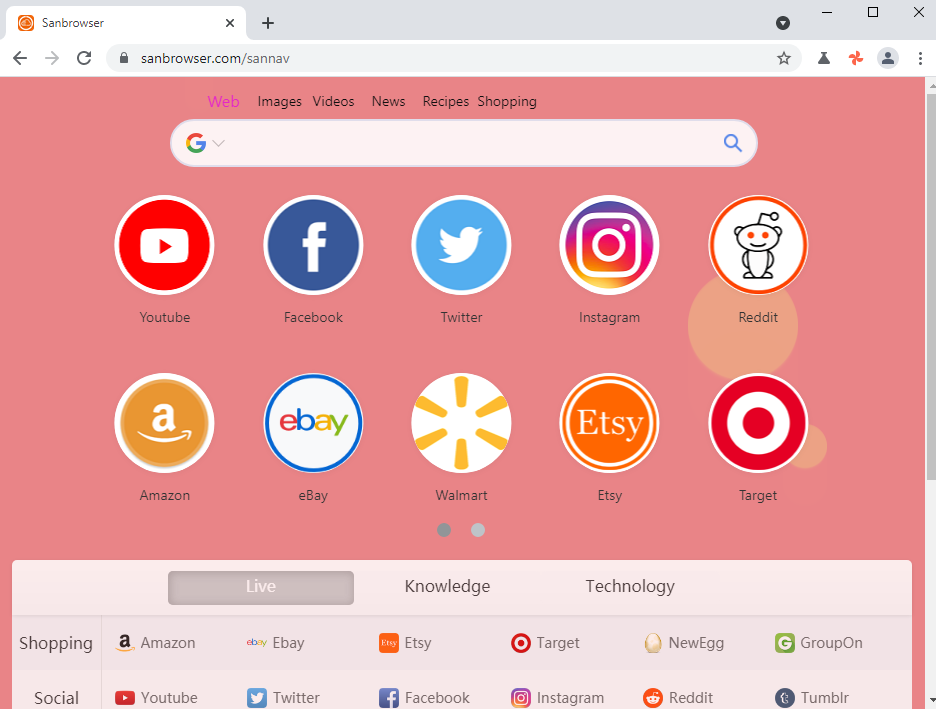 Sanbrowser screenshot